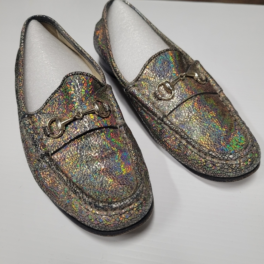 Gucci 60th Anniversary 1953 Holographic Tan Leather Horsebit Loafers 36.5 6.5 - Picture 3 of 9